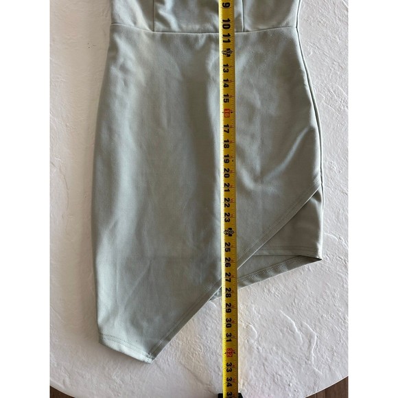 Windsor Sage Padded Off Shoulder Asymmetrical Dress - Picture 10 of 12